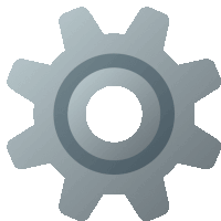 a gray gear with a circle in the middle on a white background