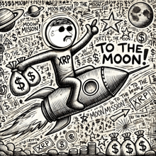 a black and white drawing of a man on a rocket with the words " to the moon " on it