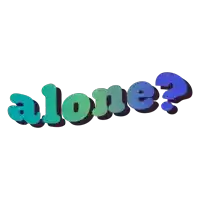 the word alone is written in green and blue