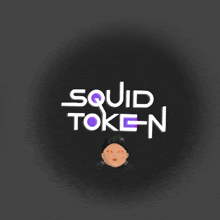 a black background with the words squid token and a squid doll