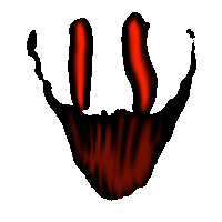 a drawing of a monster 's mouth with red teeth