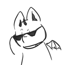 a black and white drawing of a bat wearing sunglasses and smiling