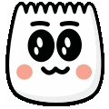 a cartoon drawing of a marshmallow with a mustache and big eyes .