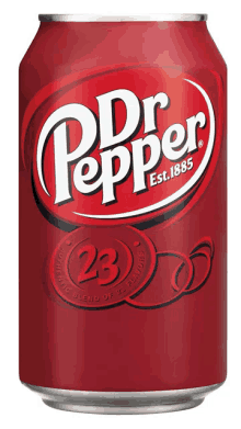 a can of dr pepper with the number 23 on the front