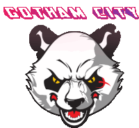 a logo for gotham city has a panda bear on it