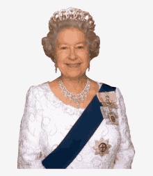 queen elizabeth ii wearing a tiara and a white dress