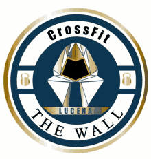 a logo for crossfit lucena the wall with a triangle in the center