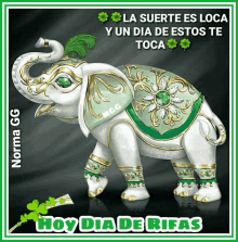 a picture of an elephant with the words hoy dia de rifas on the bottom