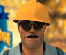 a cartoon man wearing a hard hat and goggles