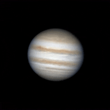 the planet jupiter is shown in a dark night sky