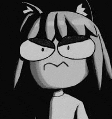 a black and white drawing of a cartoon character with a very angry look on his face .