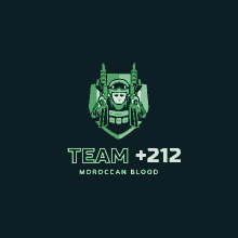 a logo for team 212 moroccan blood with a soldier