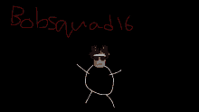 a drawing of a man wearing sunglasses and a crown with bobsquad16 written in red