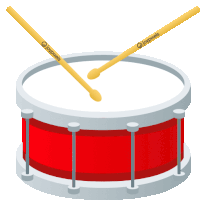 a red drum with two drum sticks that say joypixels