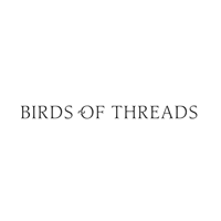 a logo for birds of threads is displayed on a white background