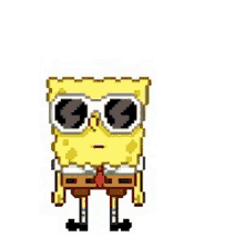 spongebob squarepants is wearing sunglasses and a red tie .