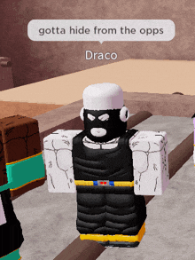 a cartoon character with the name draco written on the bottom