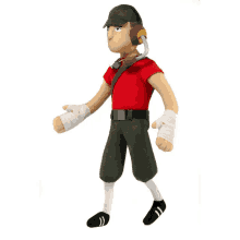 a stuffed toy of a soldier with bandages on his hands