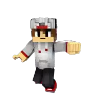 a 3d model of a minecraft character with a red and white hat