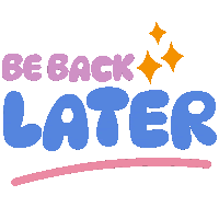 a logo that says be back later with a pink line