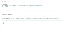 a screen shot of a built in list with banned words