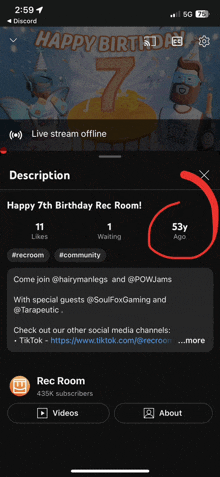 a screenshot of a discord channel with a happy birthday message