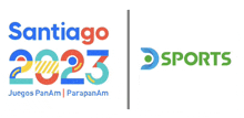 a logo for santiago 2023 with a sports logo below it