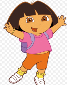 a cartoon of dora the explorer waving her hand