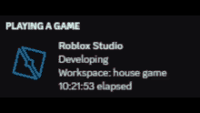 a screen that says playing a game roblox studio