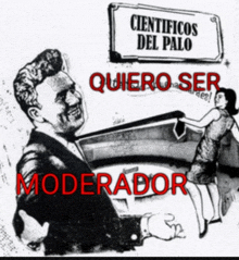 a black and white drawing of a man and a woman with the word moderador underneath