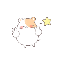 a drawing of a hamster giving a thumbs up with a star behind it