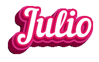 a pink and white logo that says julio on a white background