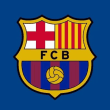 the emblem of the fc barcelona soccer team is a shield with a soccer ball on it .