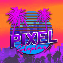 a colorful logo for pixel roleplay with palm trees