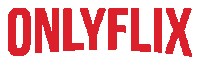 the onlyflix logo is red and white on a white background