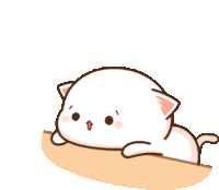 a cartoon drawing of a white cat leaning on a table