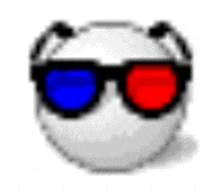 a cartoon smiley face wearing 3d glasses .