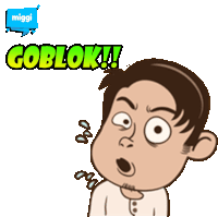 a cartoon of a man with a surprised look on his face and the words goblok above him