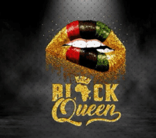 a picture of a woman 's lips with a crown and the words `` black queen '' .