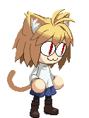 a pixel art of a cat girl holding a glass of red wine