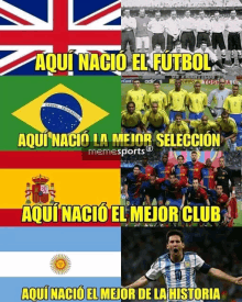 a collage of soccer teams from different countries with the caption aqui nacio el futbol