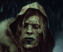 a painting of a person with a hood on