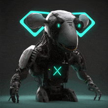 a robot with a green x on the chest