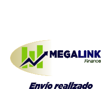 a logo for megalink finance with an arrow going up