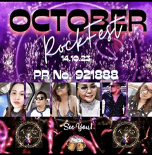 a poster for october rockfest shows a group of people