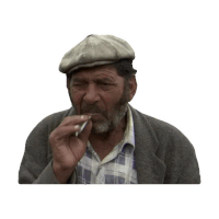 a man wearing a hat and a plaid shirt smoking a cigarette