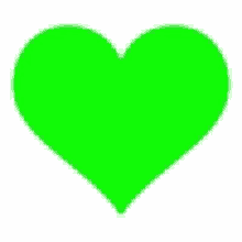 a bright green heart is sitting on a white background .