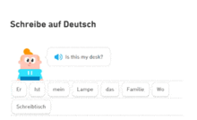 a screenshot of a website that says ' schreibe auf deutsch ' at the top