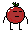 a pixel art drawing of a red apple with arms and legs .