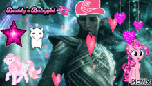 a daddy 's babygirl picture with a pink pony